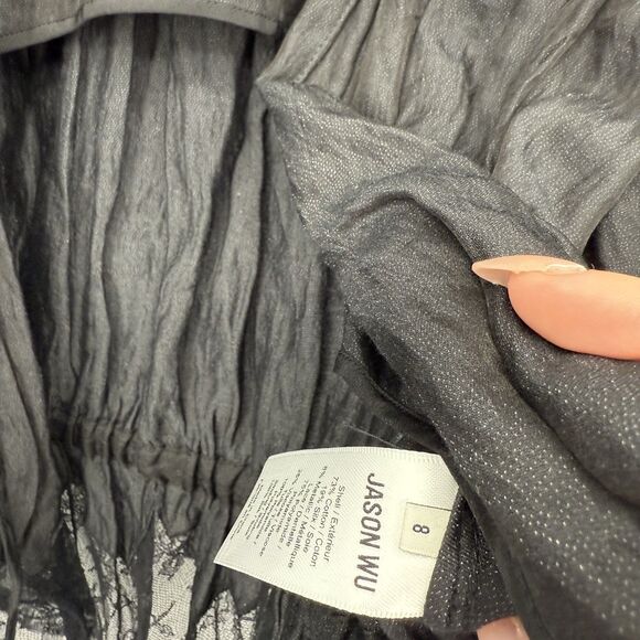 Jason Wu Collection Black Silk Self Tie Blouse Top Designer Size 8 - Picture 8 of 9